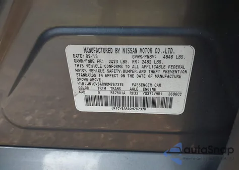 2013 Infiniti G37 from USA, damaged, VIN JN1CV6AR9DM767376